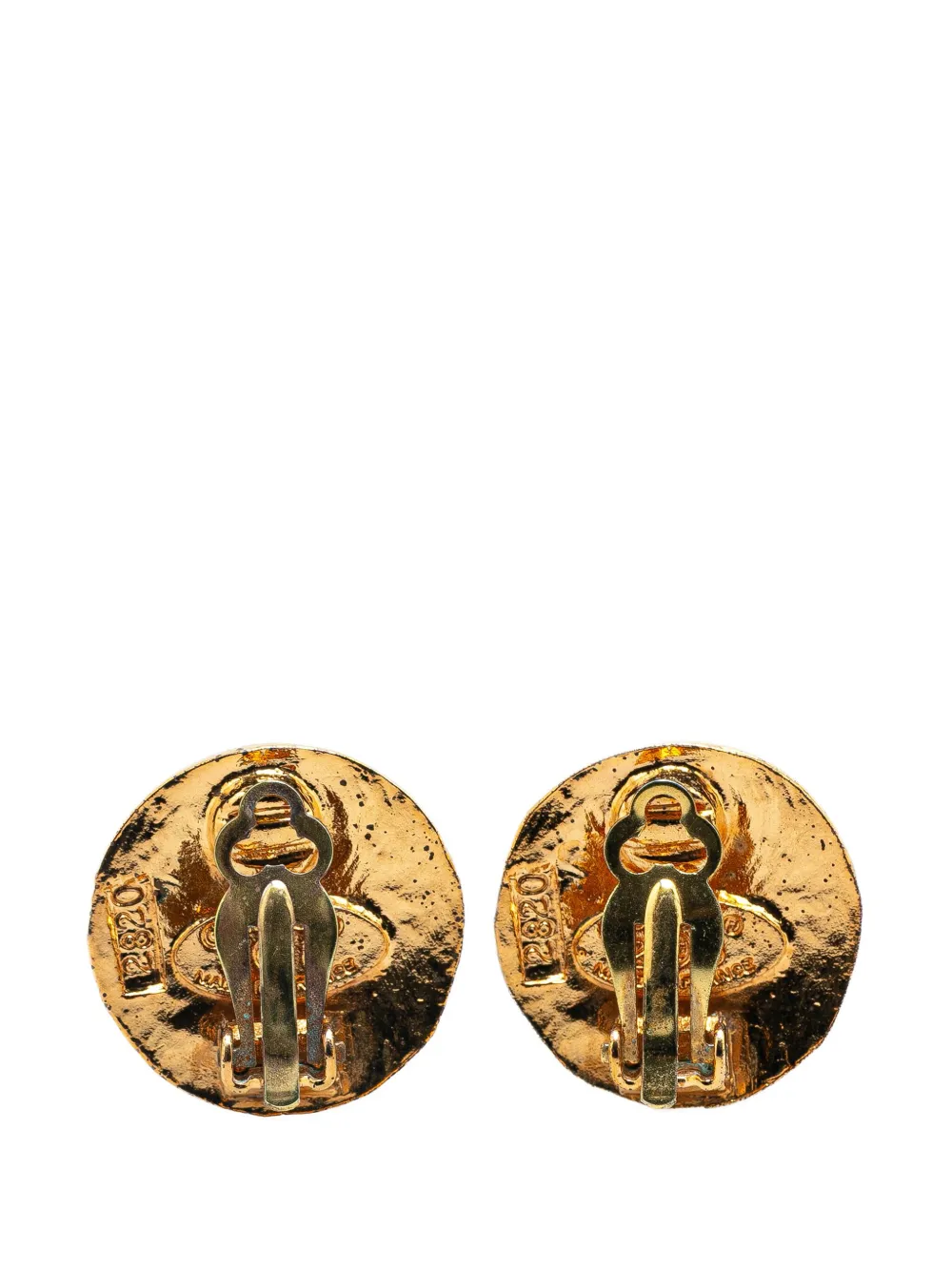 CHANEL Pre-Owned 1980-1990 Gold Plated CC Round Clip on Earrings costume earrings | Image 2