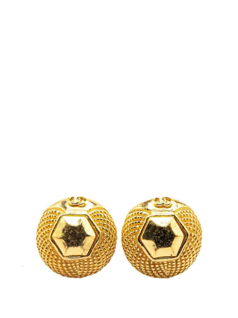 CHANEL Pre-Owned 1970-1980 Gold Plated CC Clip on Earrings costume earrings
