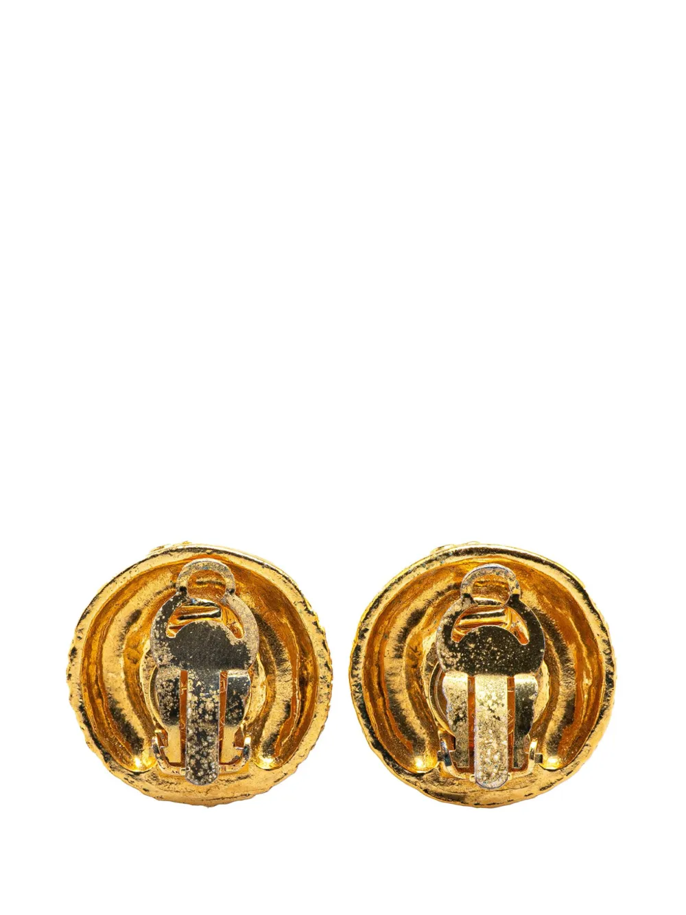 CHANEL Pre-Owned 1970-1980 Gold Plated CC Clip on Earrings costume earrings | Image 2