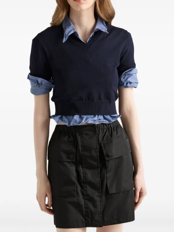 値下げ可【美品・希少】PRADA ブラック ラップ ナイロン ミニスカート 42 Prada デニム ミニスカート | ブラック | FARFETCH JP