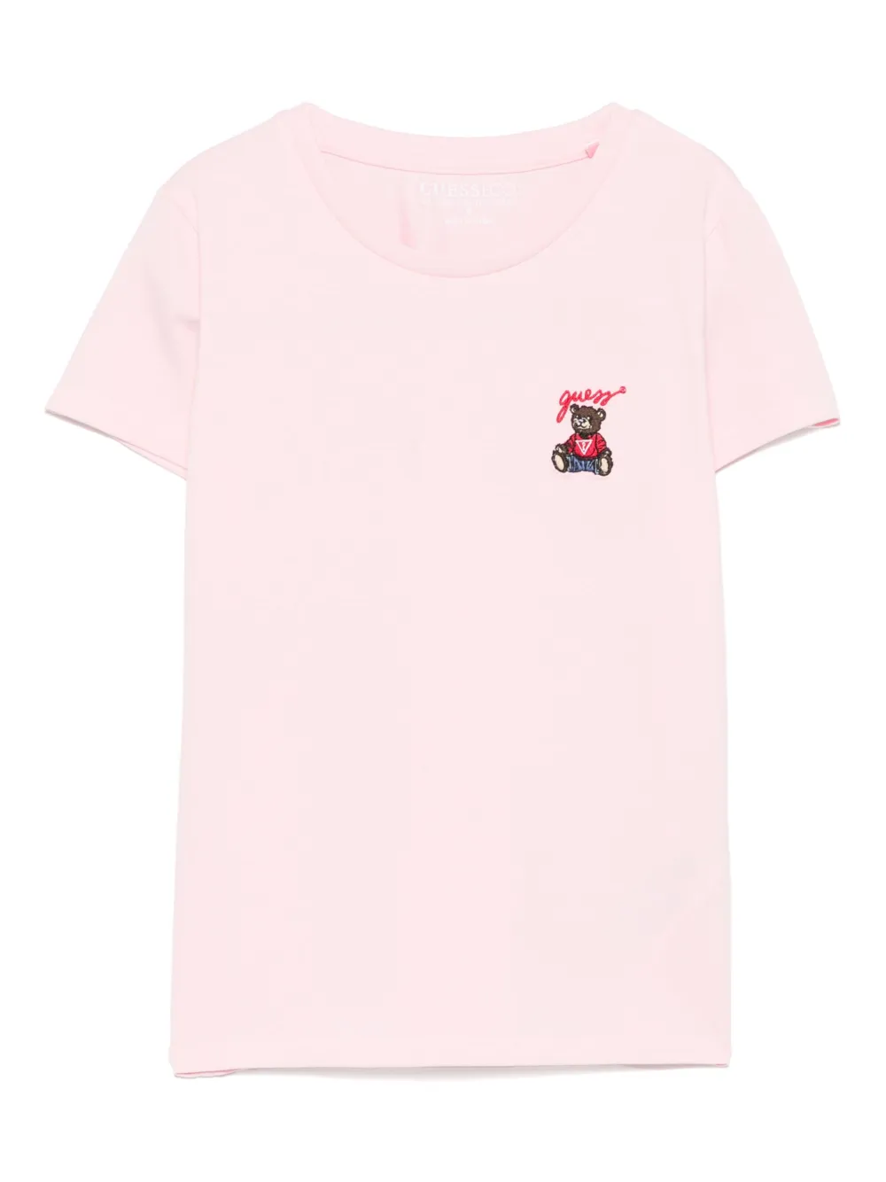 Guess kids T-shirt met geborduurd logo Roze