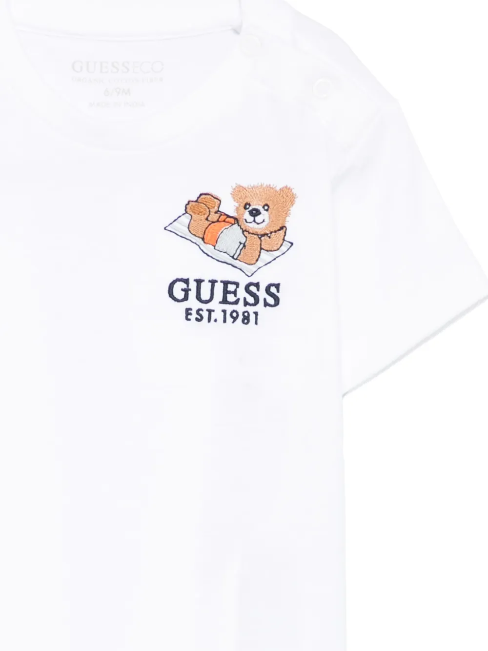 Guess Logo-embroidered T-shirt In White
