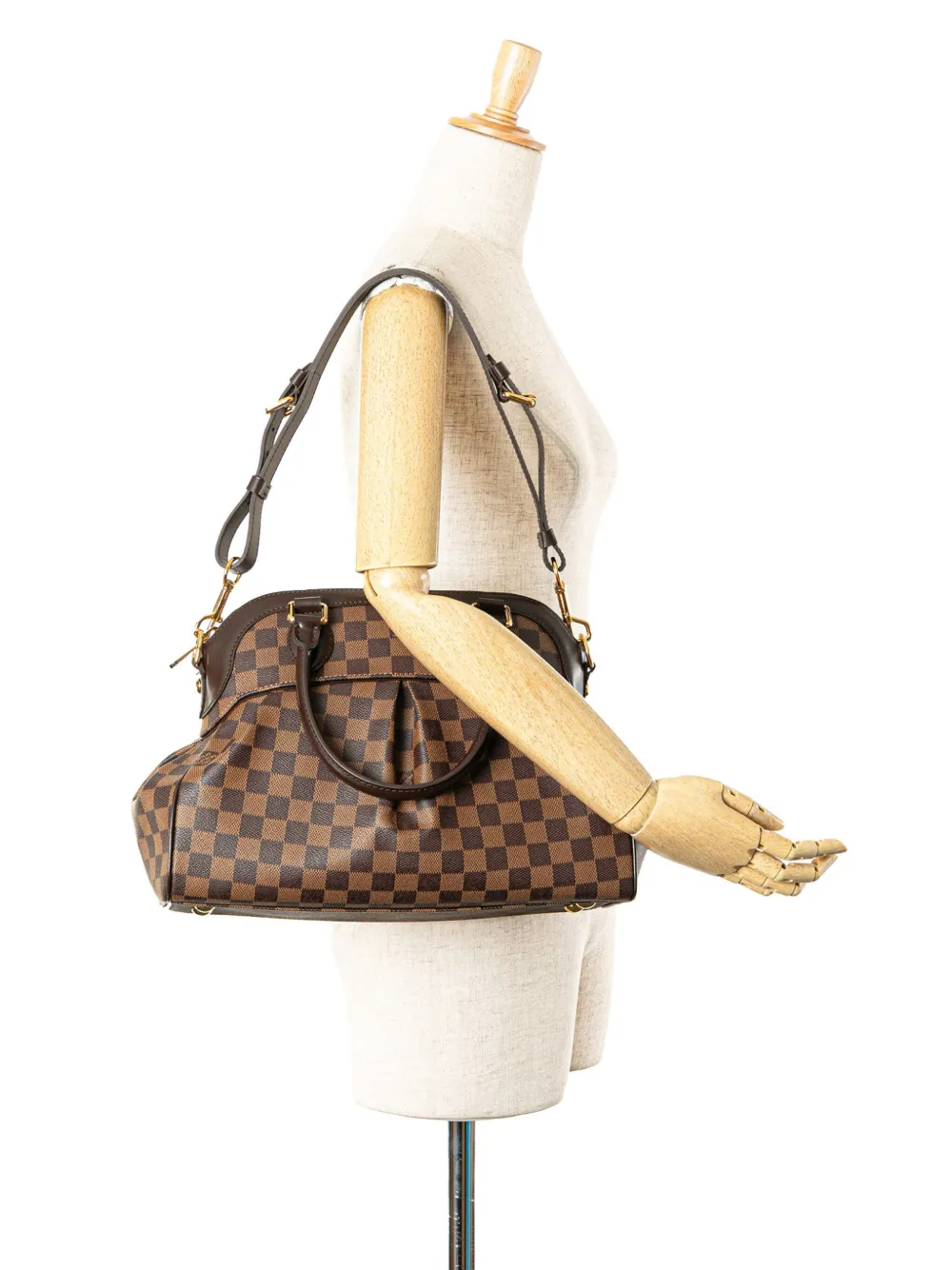 Pre-owned Louis Vuitton 2010 Damier Ebene Trevi Pm Satchel In Brown