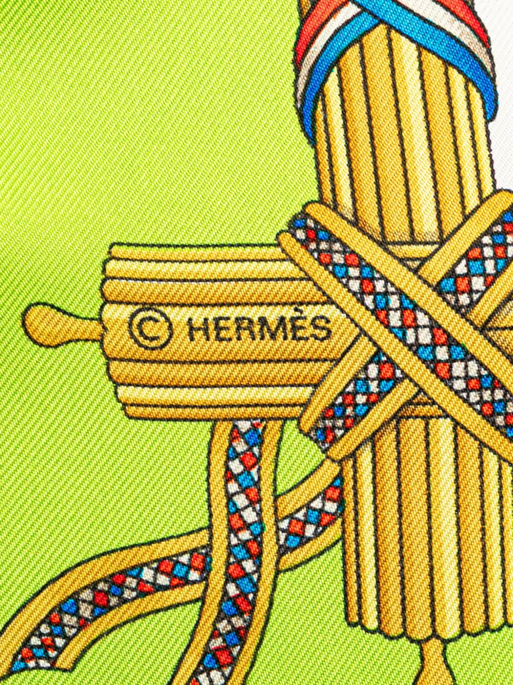Pre-owned Hermes 20th Century Republique Francaise Liberte Egalite Fraternite 1789 Silk Scarf Scarves In Green