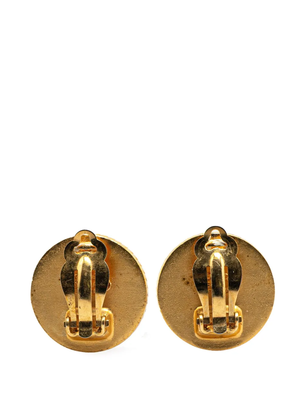 CHANEL Pre-Owned 1995 Gold Plated Acrylic CC Button Clip On Earrings costume earrings | Image 2