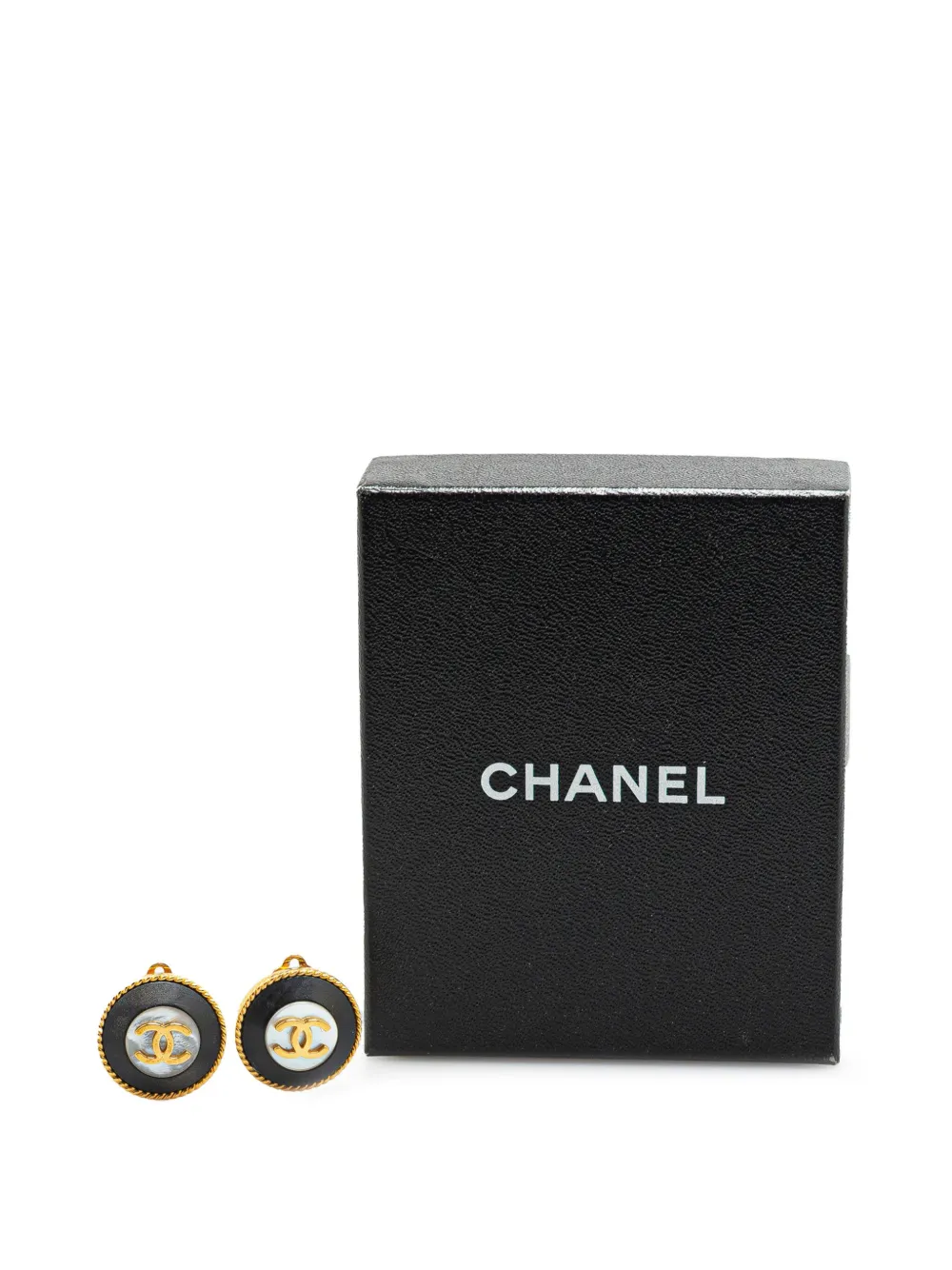 Pre-owned Chanel 1995 Gold Plated Acrylic Cc Button Clip On Earrings Costume Earrings