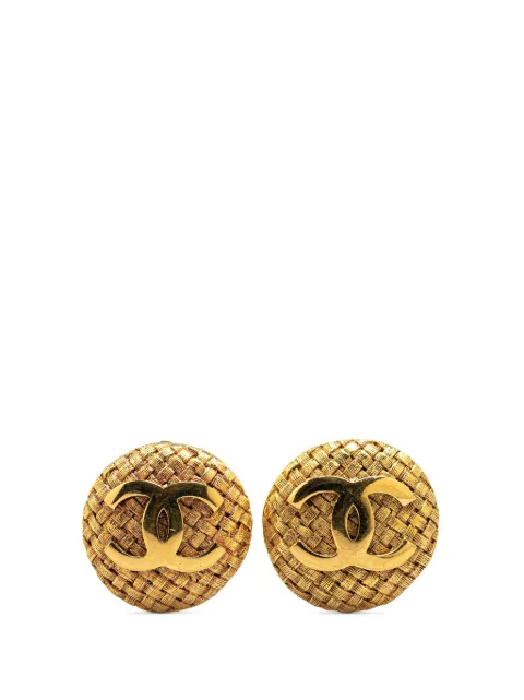CHANEL Pre-Owned aretes Gold Plated CC Clip On Earrings 1980-1990
