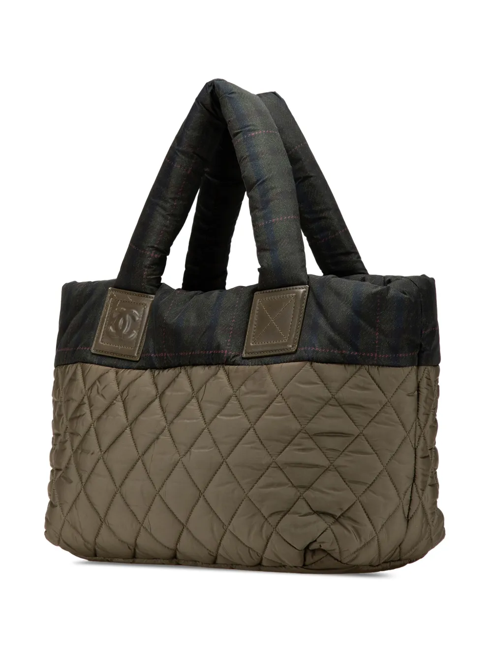 Pre-owned Chanel 2013-2014 Small Quilted Nylon Coco Cocoon Tote Bag In Green