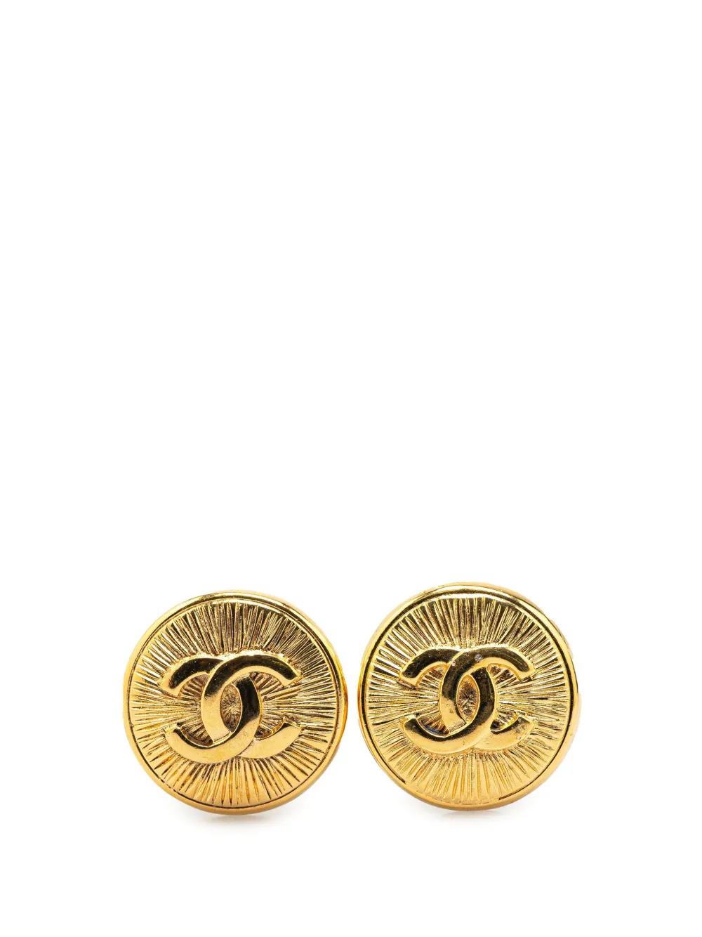 CHANEL Pre-Owned 1970-1980 Gold Plated CC Round Clip on Earrings costume earrings | Gold | Image 1