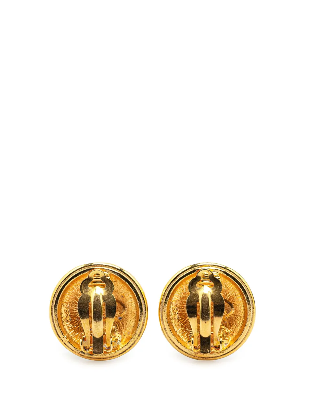 CHANEL Pre-Owned 1970-1980 Gold Plated CC Round Clip on Earrings costume earrings | Image 2