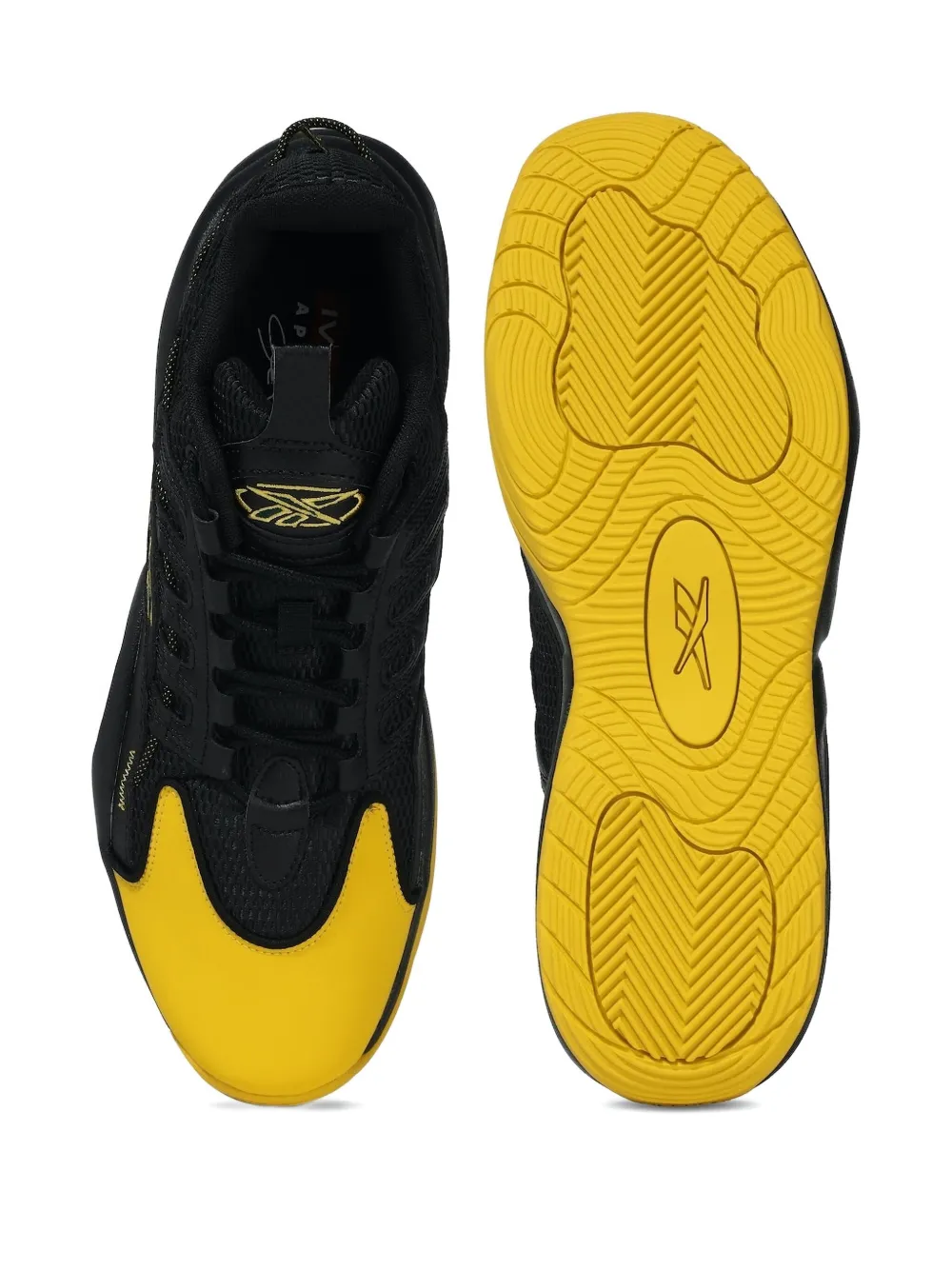Reebok Solution Mid "core Black/toxic Yellow" Sneakers In Black