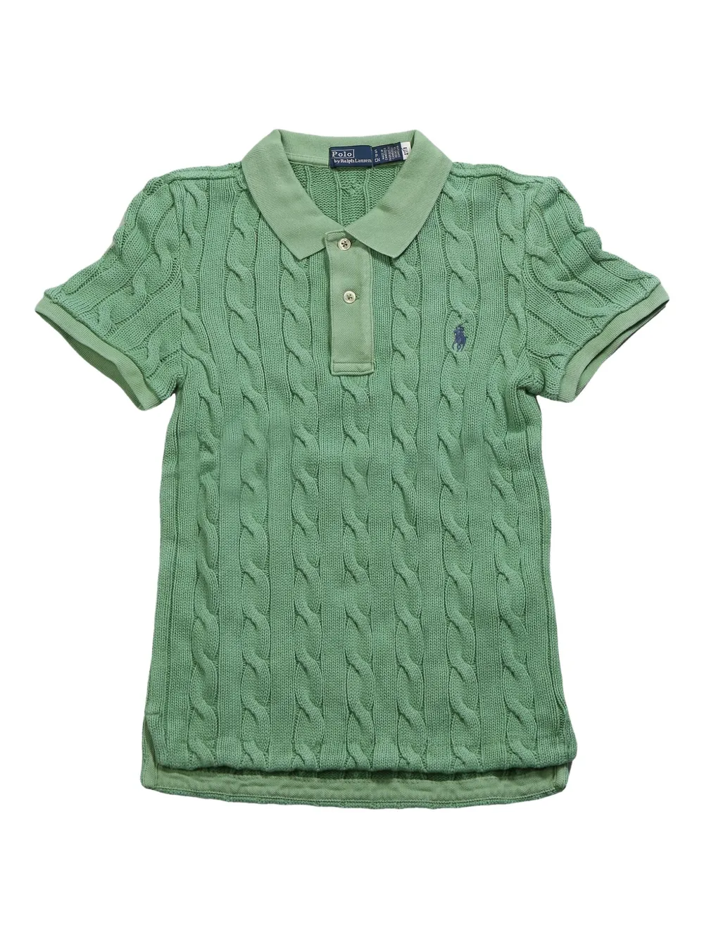 Shop Polo Ralph Lauren Cable-knit Polo Top In Green