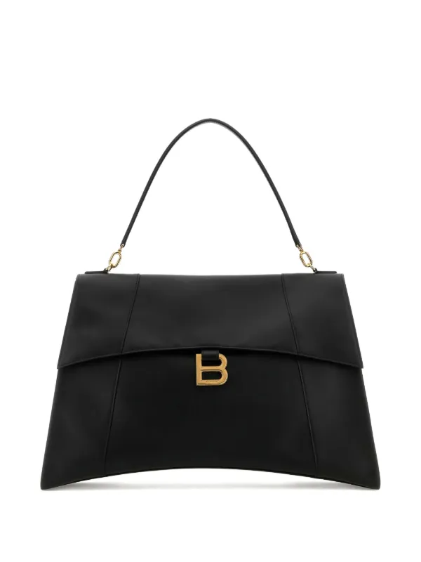 Balenciaga Hourglass Structured Leather Handbag in Black