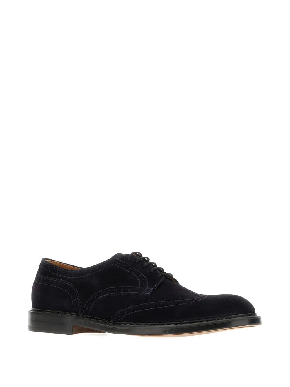 Doucal's brogue-detail suede oxford shoes Black
