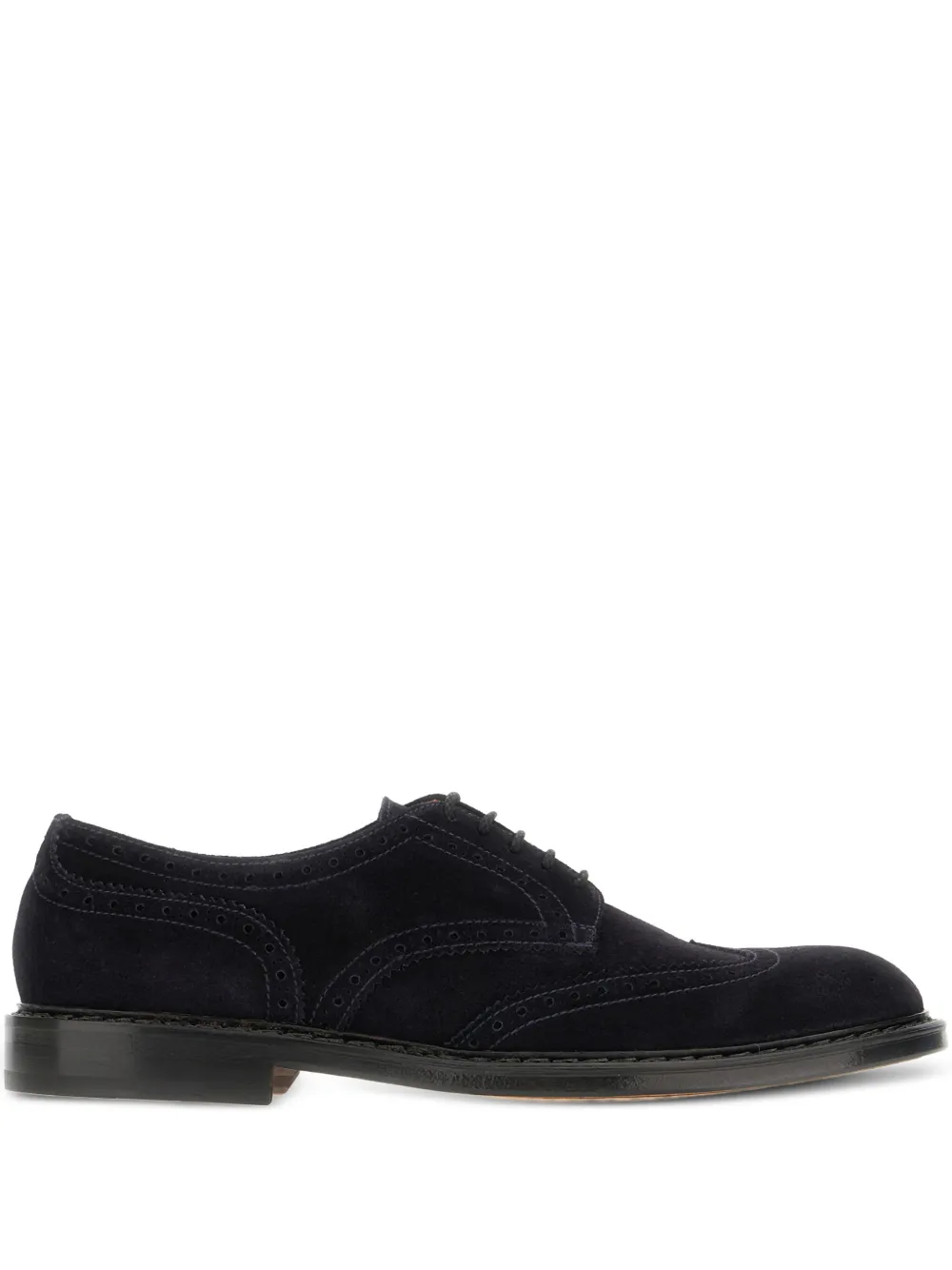 Doucal's brogue-detail suede oxford shoes Black