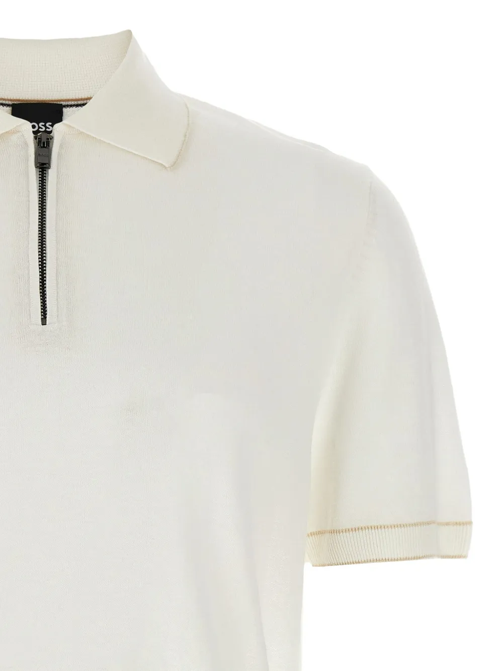 BOSS Jiovanotto poloshirt met korte mouwen en rits Wit