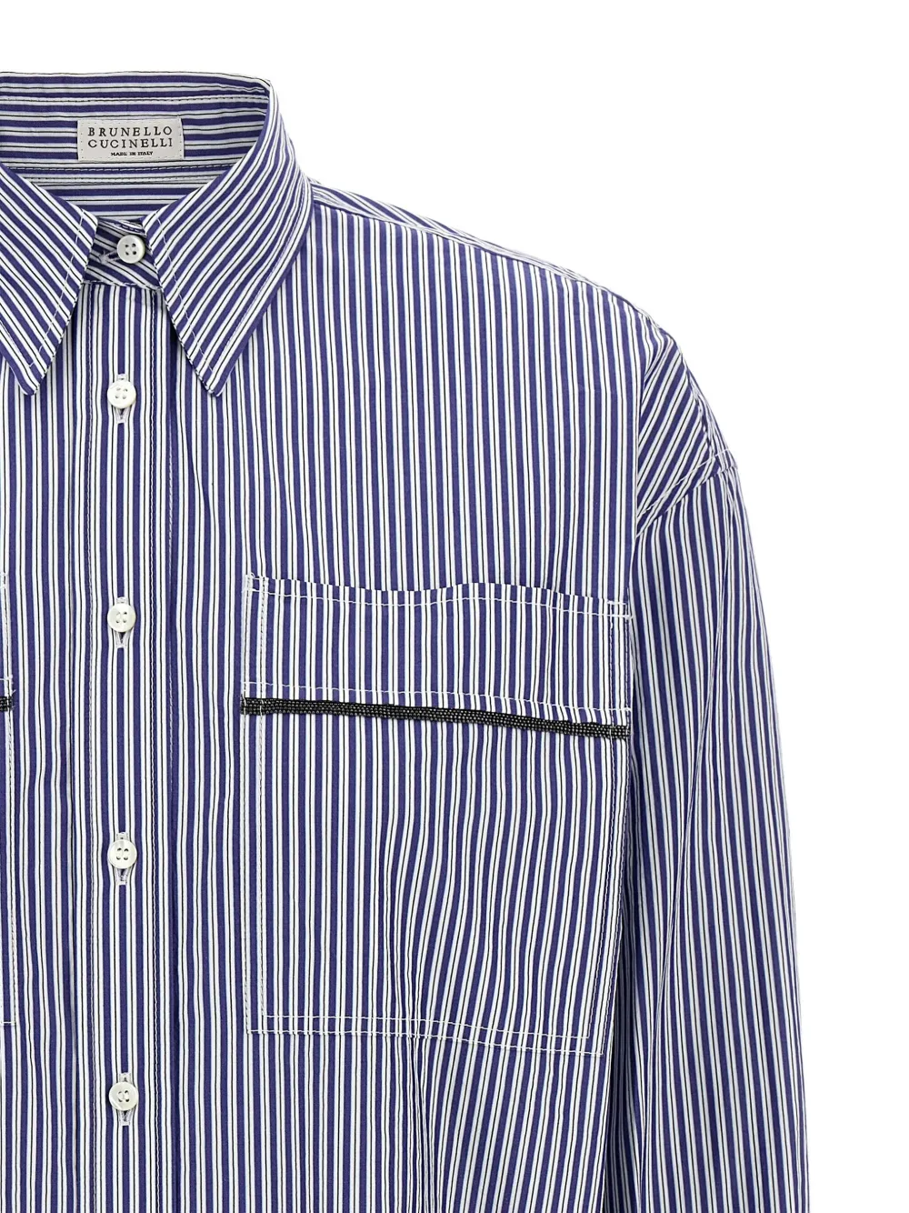 Brunello Cucinelli Monile Striped Shirt Shirt And Blouse Multicolor In Blue