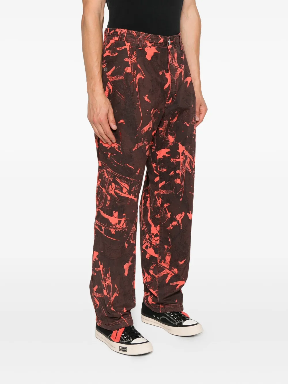 Stone Island Broek met trekkoord en abstracte print Zwart