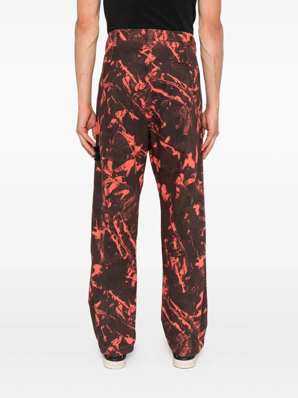 Stone Island Broek met trekkoord en abstracte print Zwart