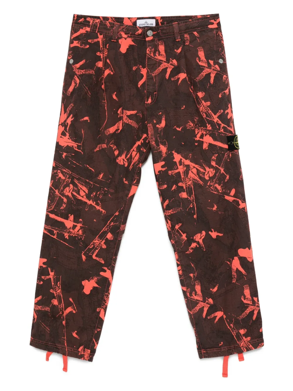 Stone Island Broek met trekkoord en abstracte print Zwart