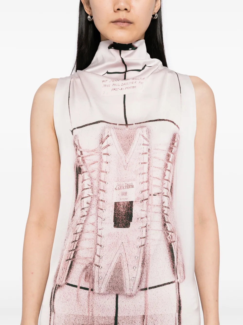 Jean Paul Gaultier Maxi-jurk met bustierprint Wit