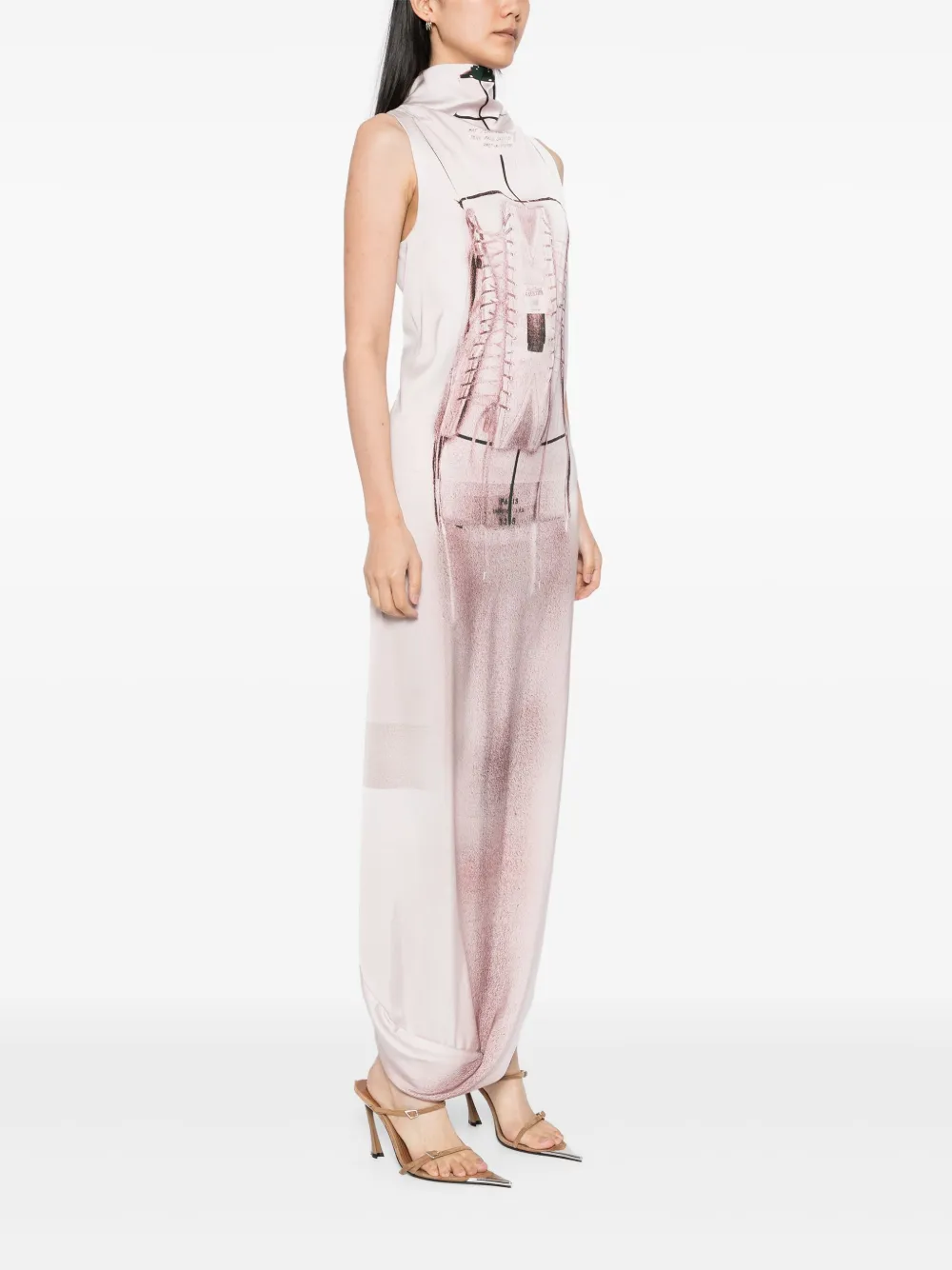 Jean Paul Gaultier Maxi-jurk met bustierprint Wit
