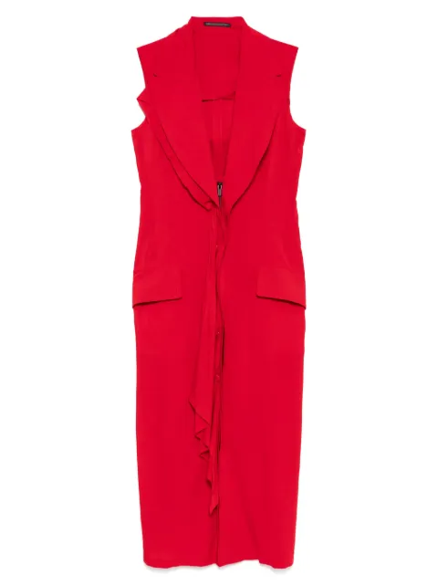 Yohji Yamamoto vestido Lawn con parte delantera drapeada y sin mangas