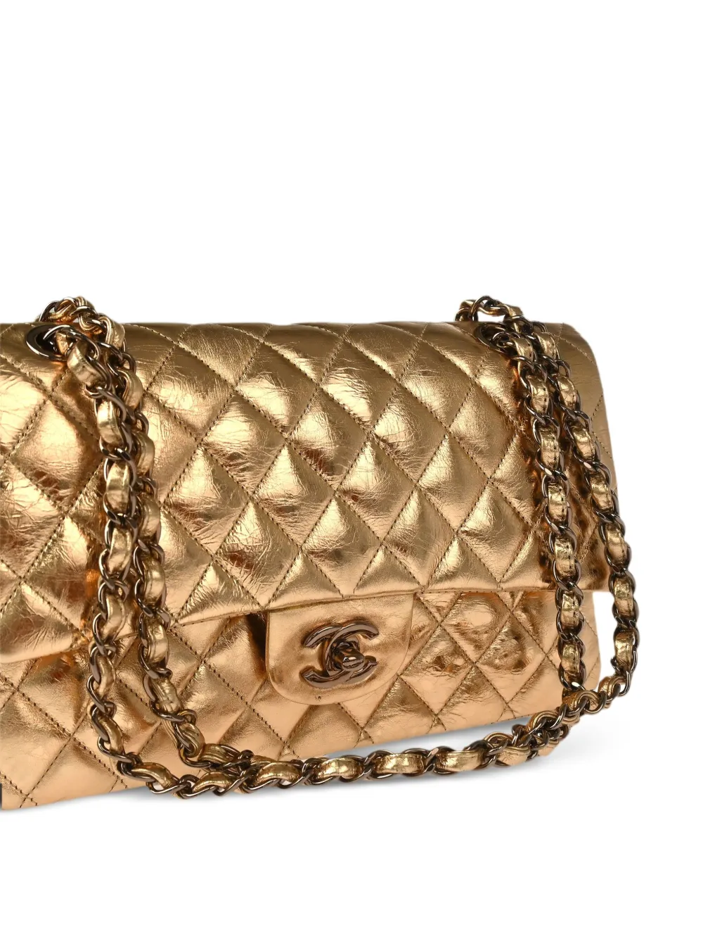 Pre-owned Chanel 2008 Medium Double Flap Shoulder Bag In Gold