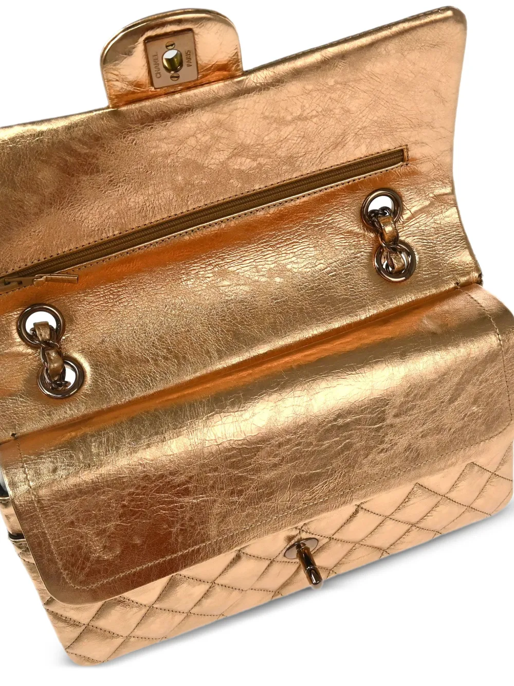 Pre-owned Chanel 2008 Medium Double Flap Shoulder Bag In Gold