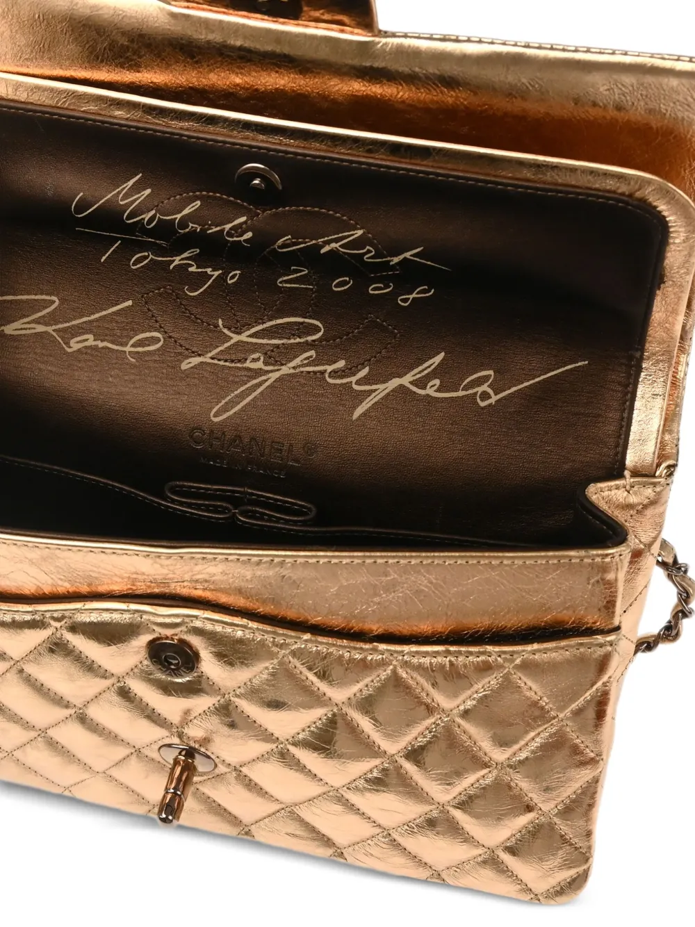 Pre-owned Chanel 2008 Medium Double Flap Shoulder Bag In Gold