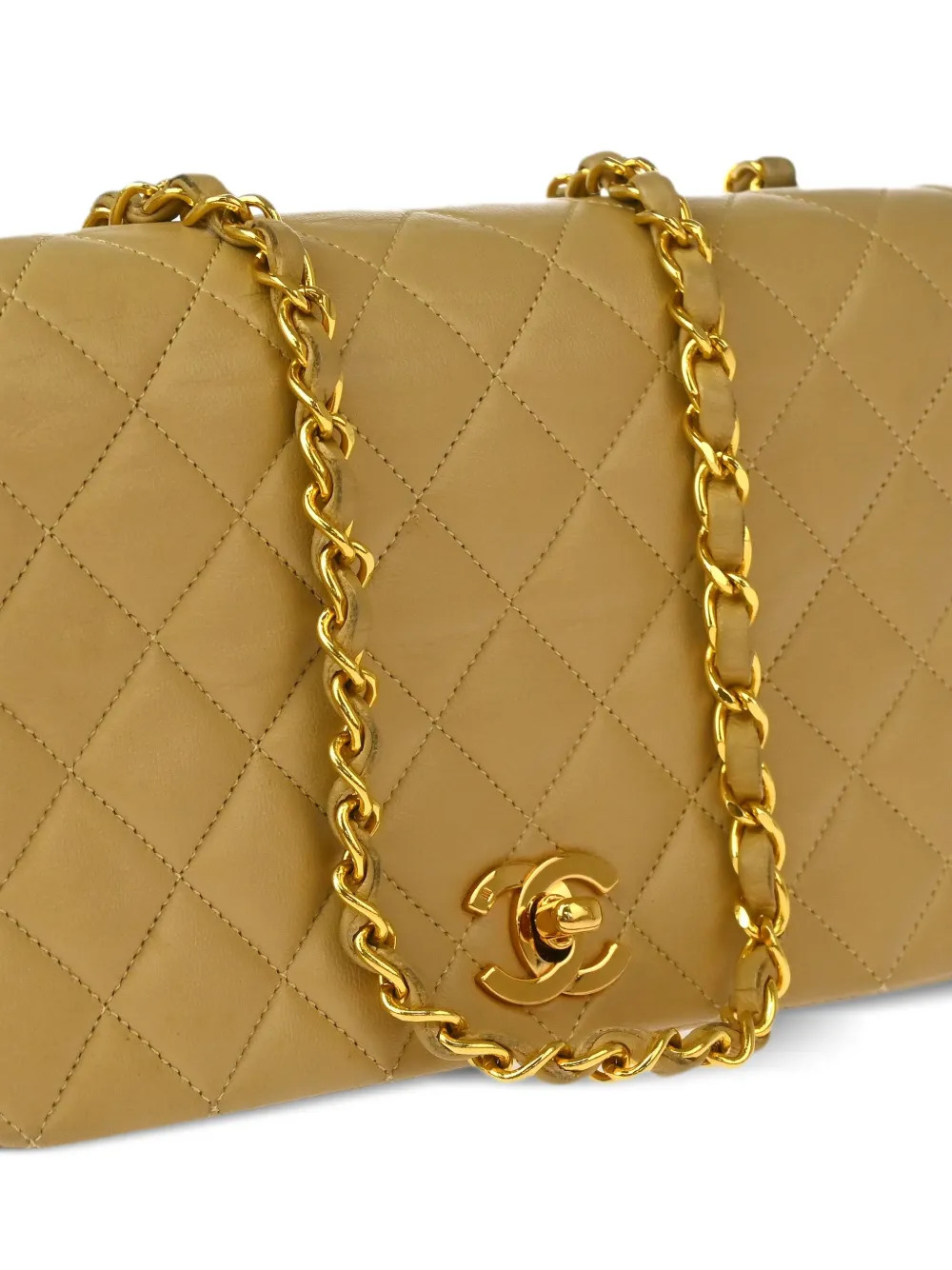 Pre-owned Chanel 1990 Small Full Flap Shoulder Bag In Neutrals