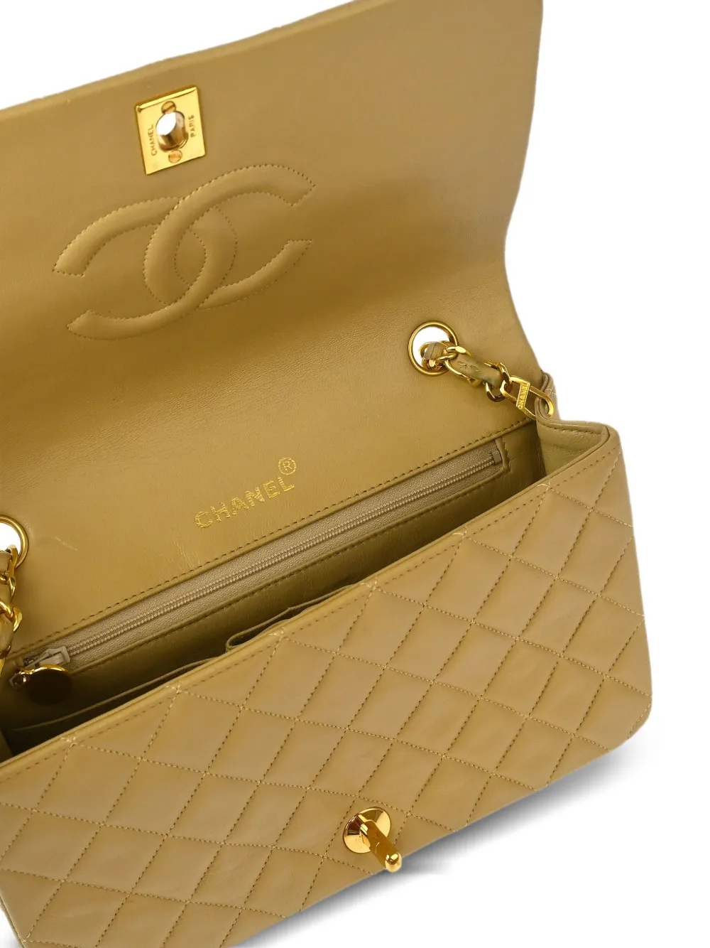 Pre-owned Chanel 1990 Small Full Flap Shoulder Bag In Neutrals