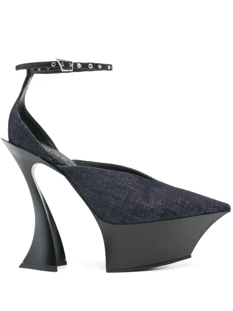 Mugler zapatillas de mezclilla con tiras y tacón de 140mm