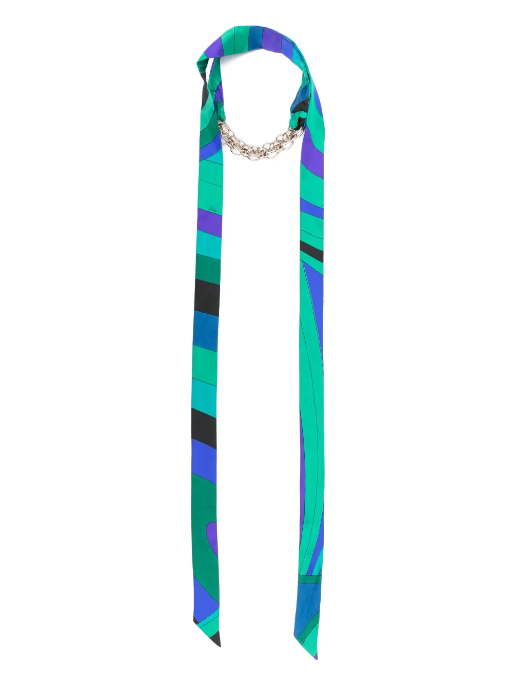 PUCCI collar de cadena con mascada | verde | Image 1