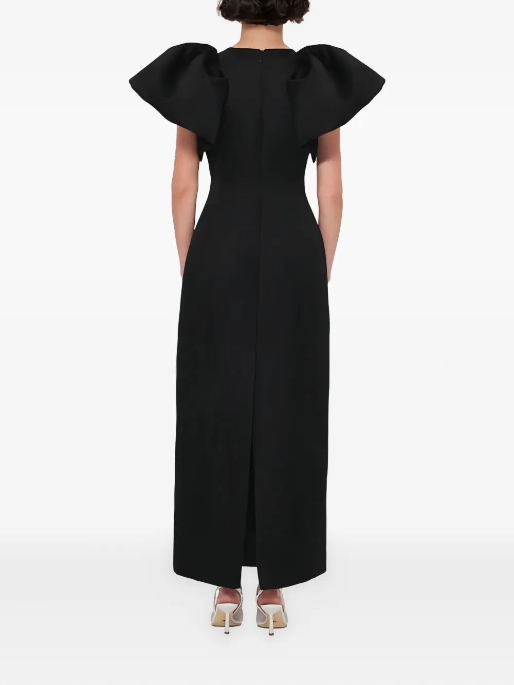 Leo Lin puff-sleeve floral dress Zwart