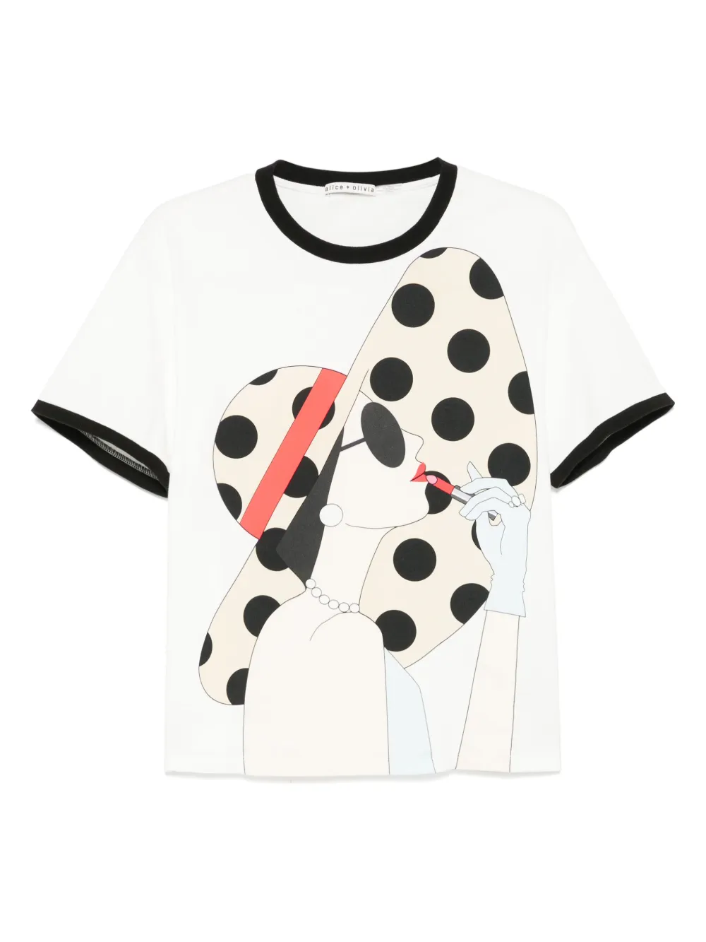 alice + olivia playera Evan Staceface | blanco | Image 1