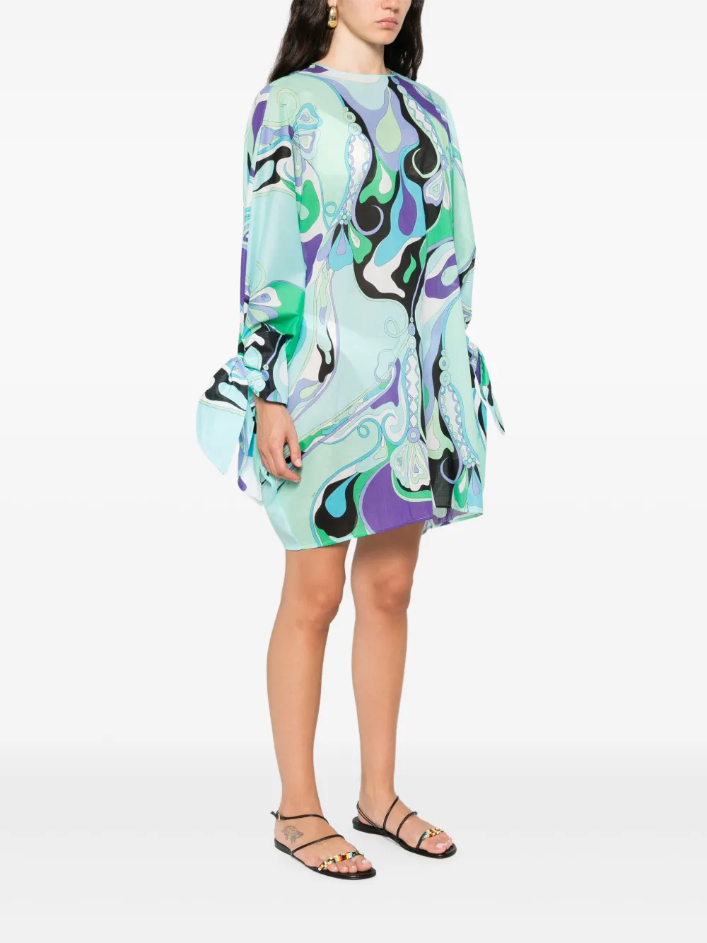 Shop Pucci Printed Mini Dress In Green