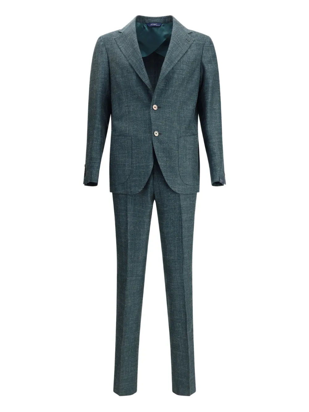 Gi Capri Textured Two-button Suit In Green