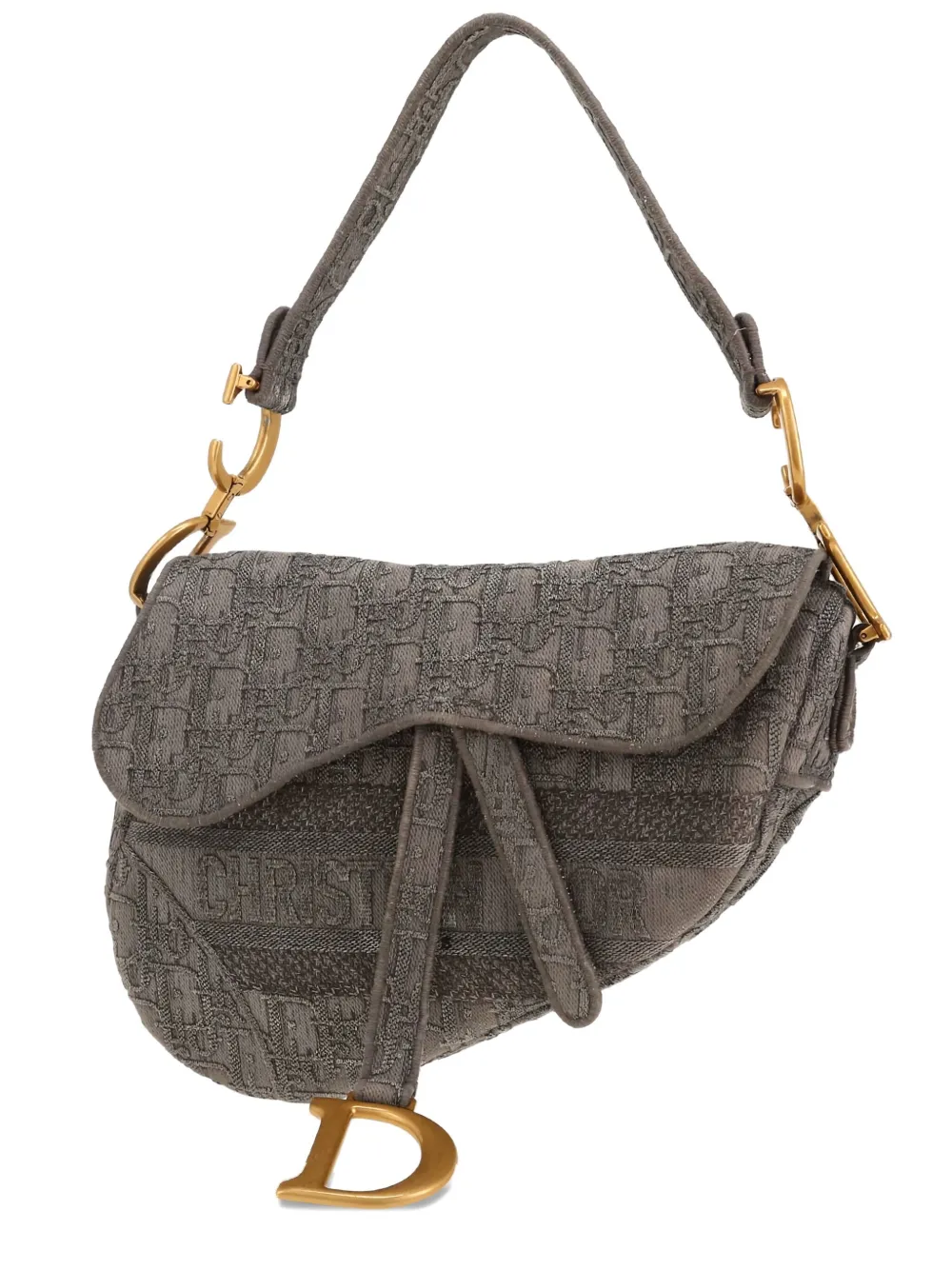 Christian Dior Pre-Owned オブリーク サドル ハンドバッグ M - グレー Christian Dior Pre-Owned オブリーク サドル ハンドバッグ M - グレー
