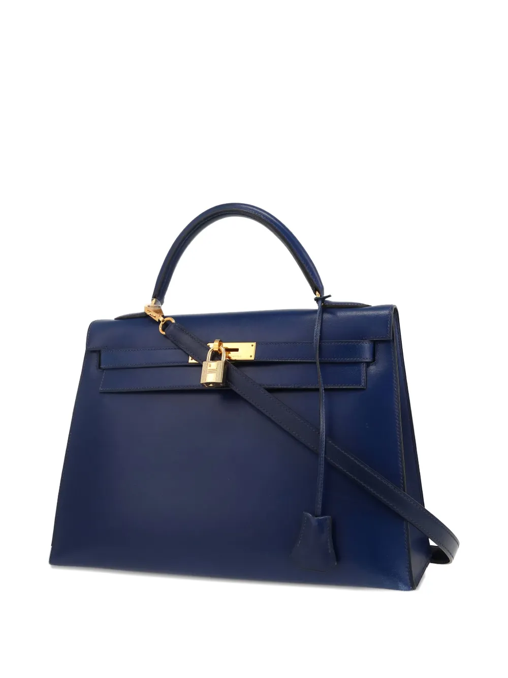 Pre-owned Hermes 1991 Kelly 32 Handbag In Blue