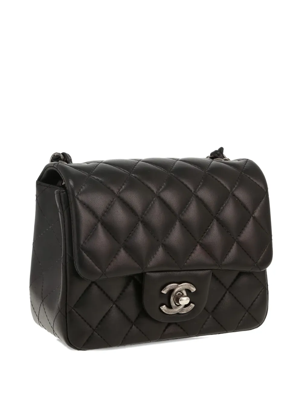 Pre-owned Chanel Mini Carré Shoulder Bag In Black