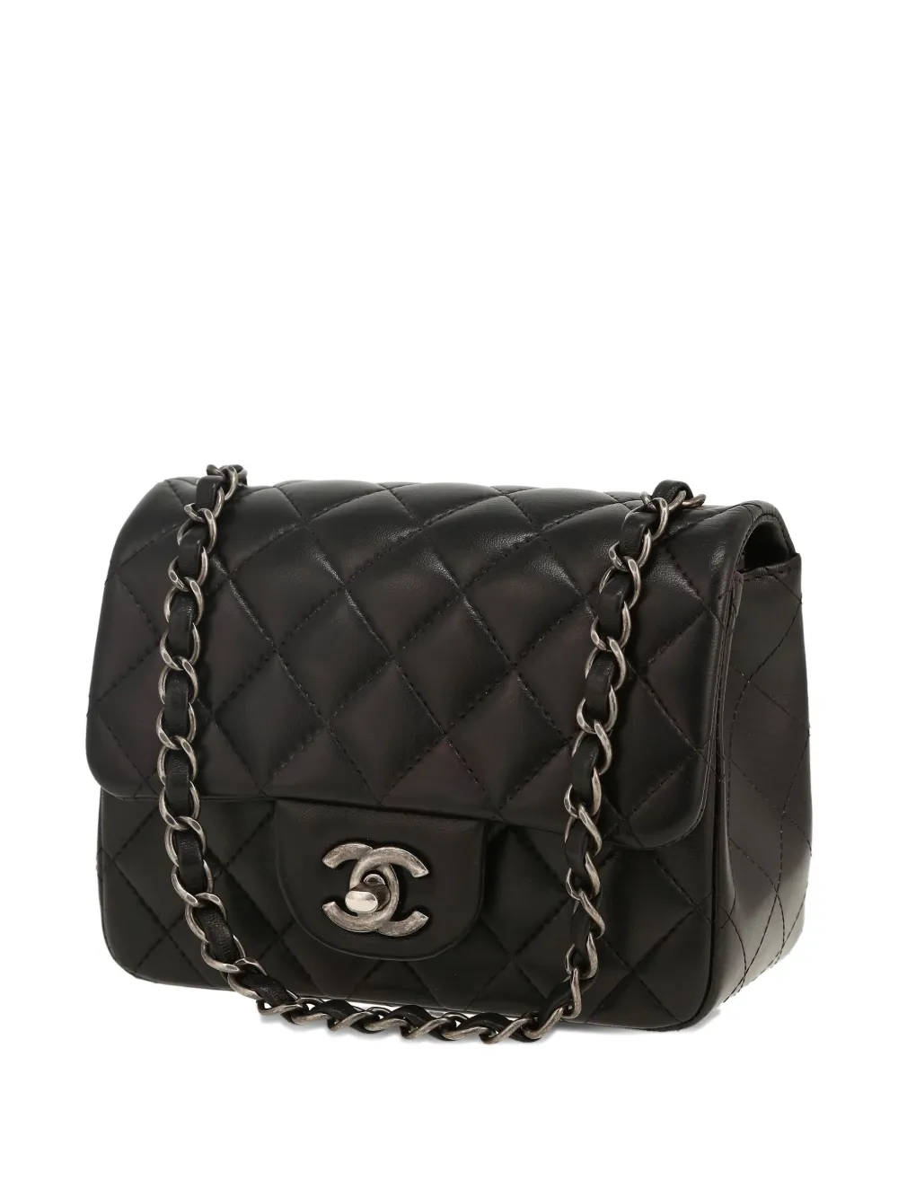 Pre-owned Chanel Mini Carré Shoulder Bag In Black