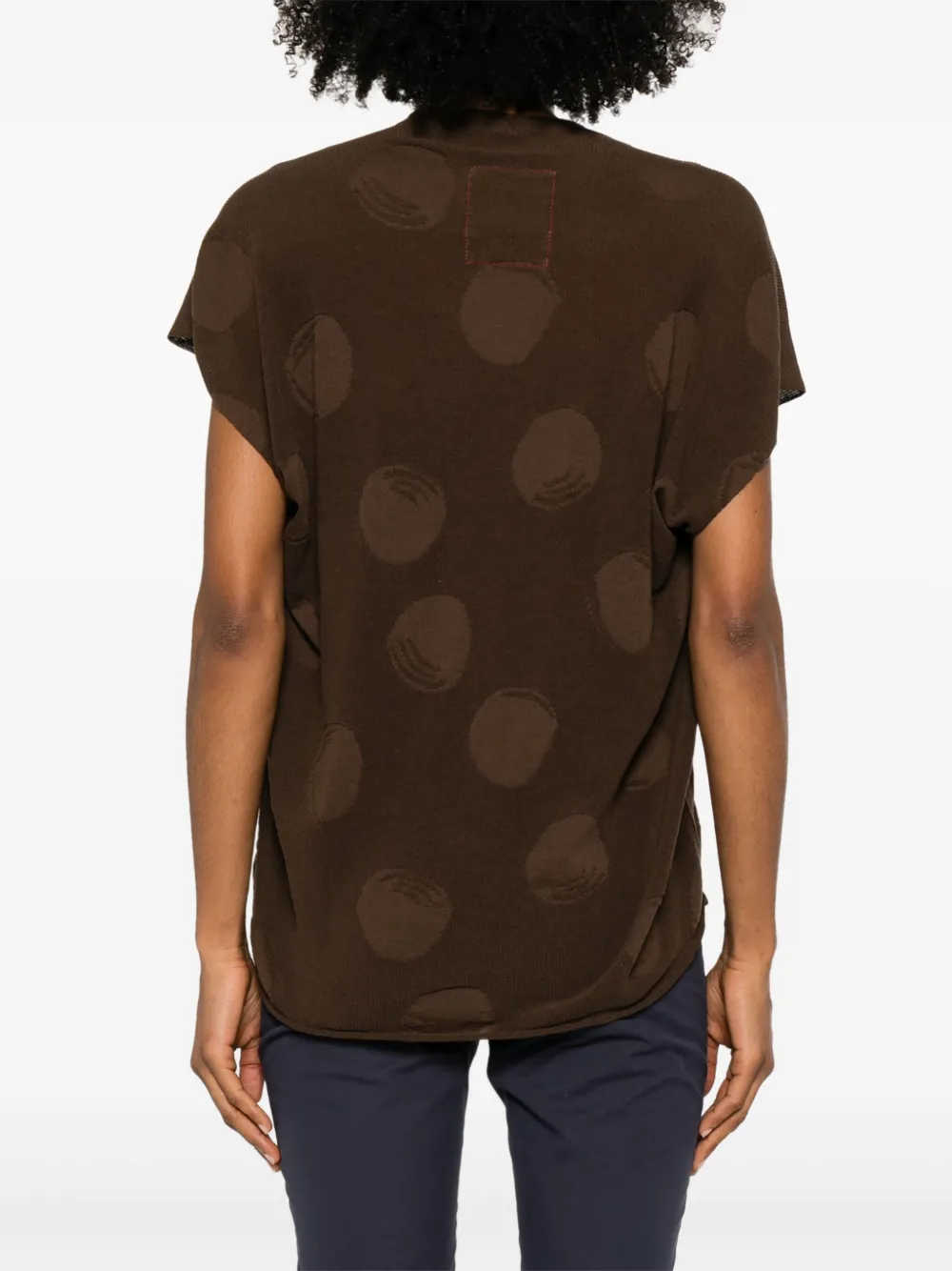 Uma Wang Polka Dot Detailed Crewneck Knitted Top In Brown