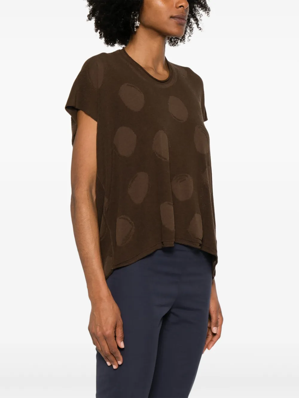 Uma Wang Polka Dot Detailed Crewneck Knitted Top In Brown