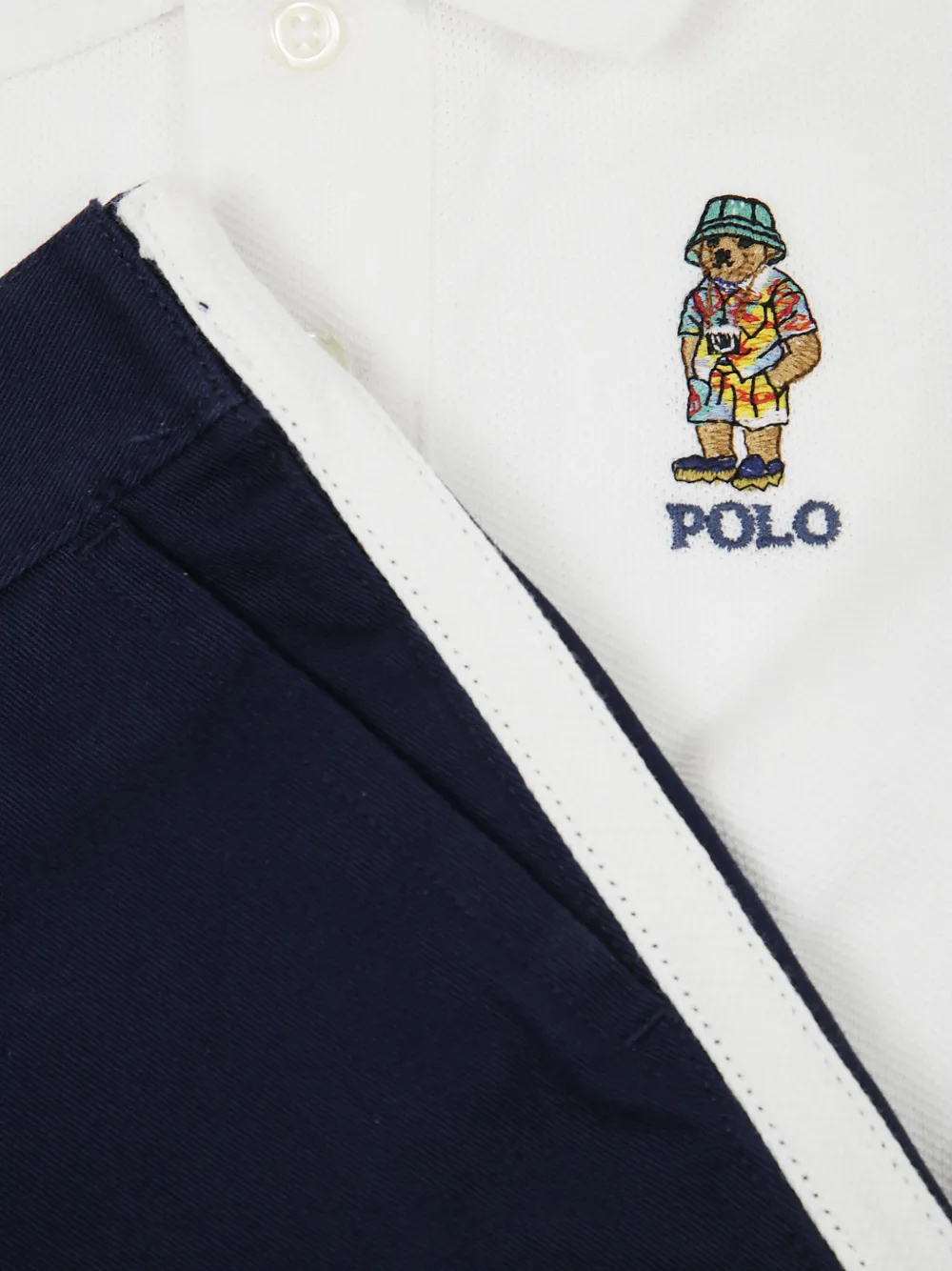 POLO RALPH LAUREN KIDS Katoenen poloshirt en shorts Wit