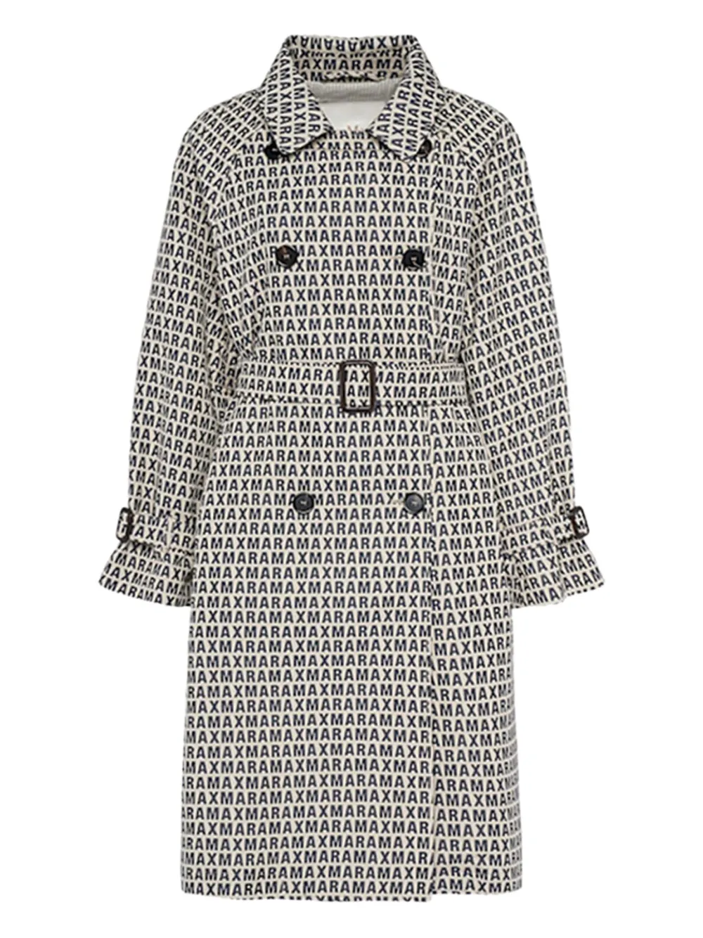 Max Mara logo-print belted raincoat Wit