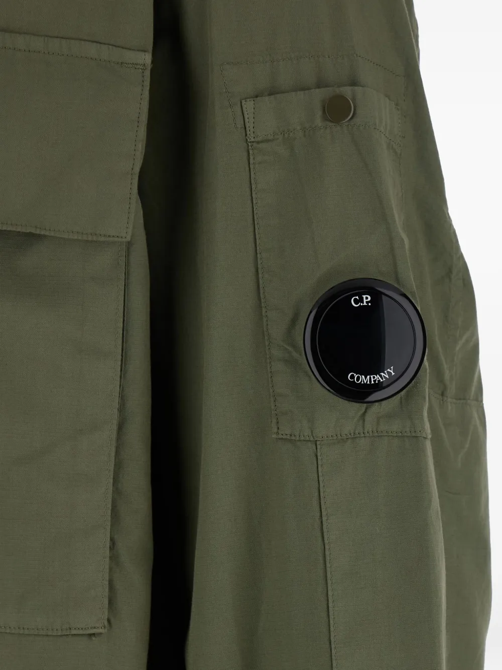 C.p. Company Rip-stop Cotton Jacket With Adjustable Drawstring Hem In Green