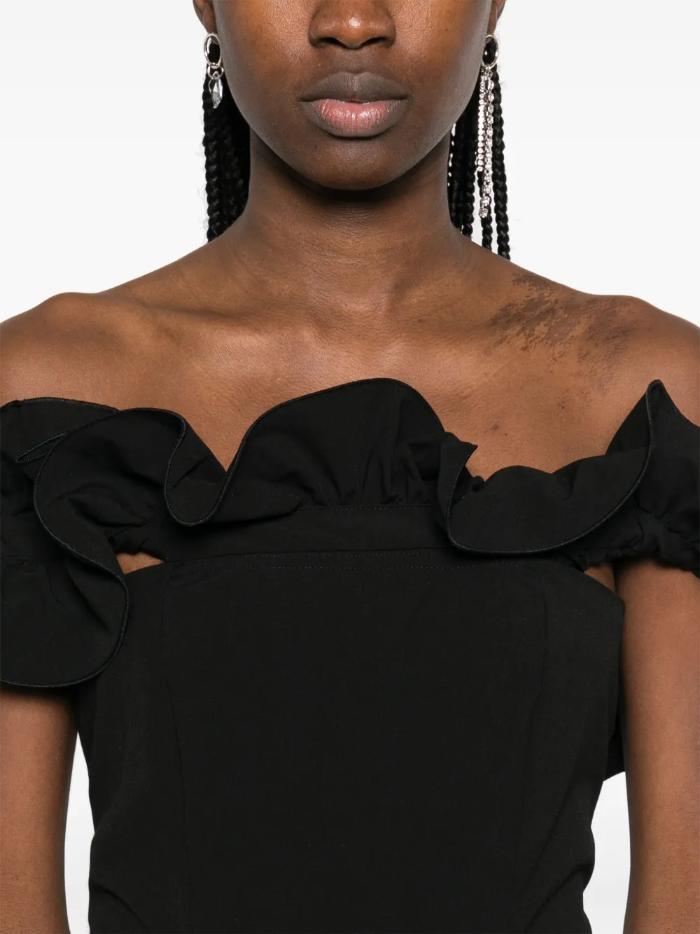ROTATE BIRGER CHRISTENSEN Mini-jurk met ruches Zwart