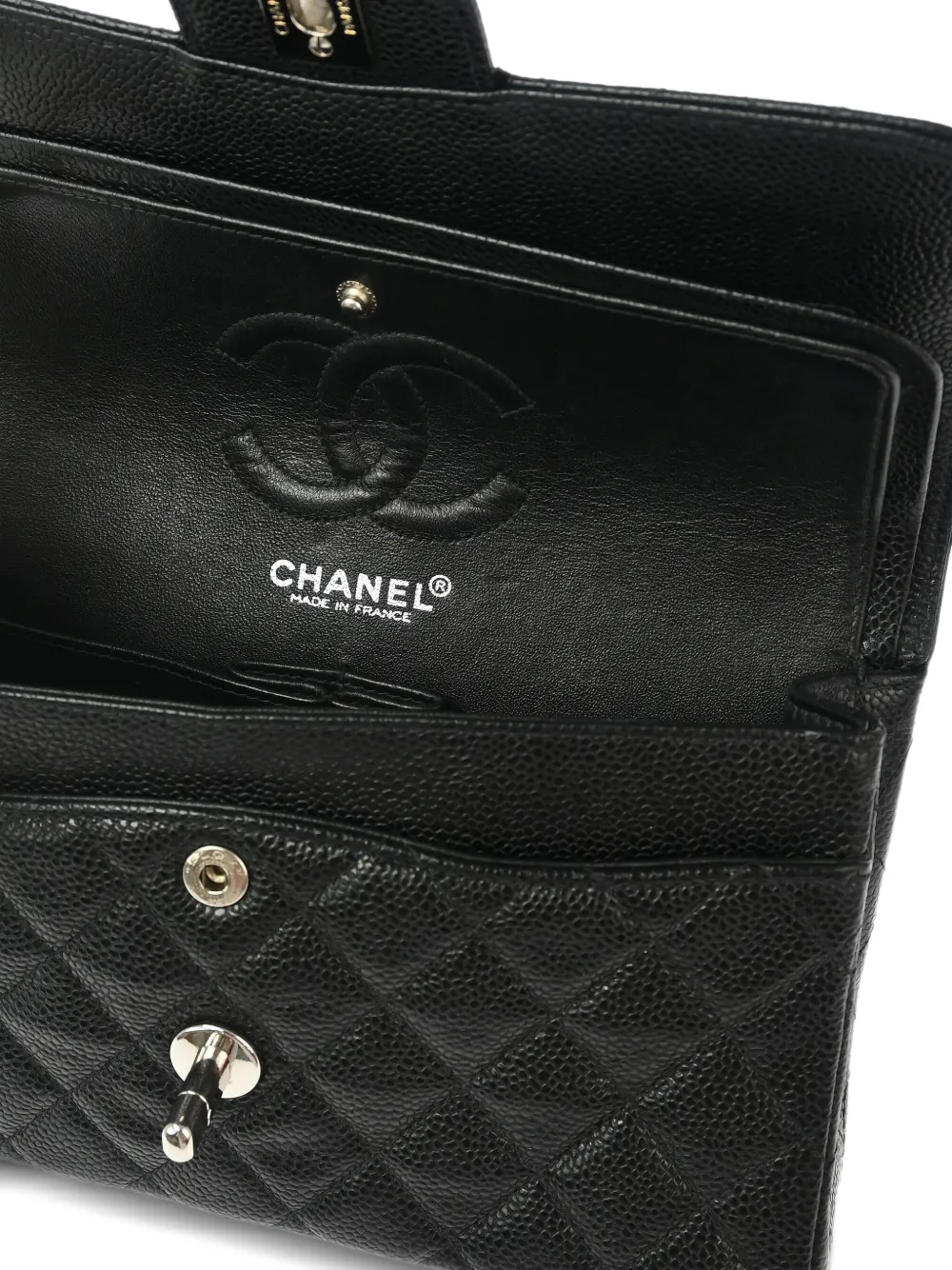 Pre-owned Chanel 2000 Medium Double Flap Shoulder Bag In Black