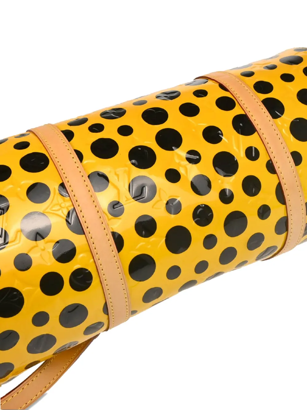 Pre-owned Louis Vuitton X Yayoi Kusama 2012 Monogram Vernis Dots Infinity Papillon Handbag In Yellow